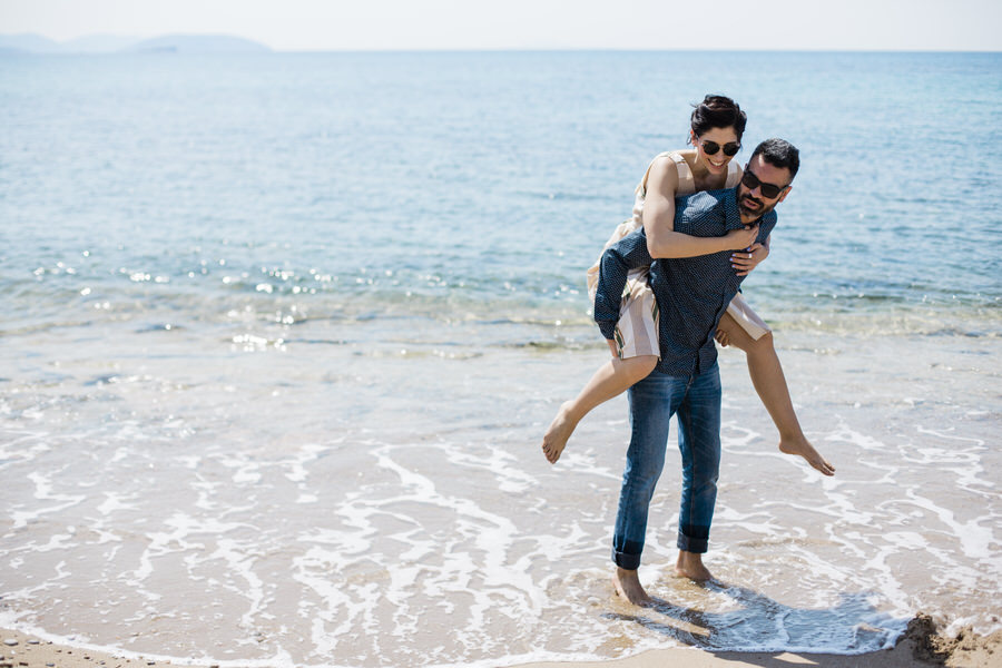 A couple shooting at a secret beach in Athens